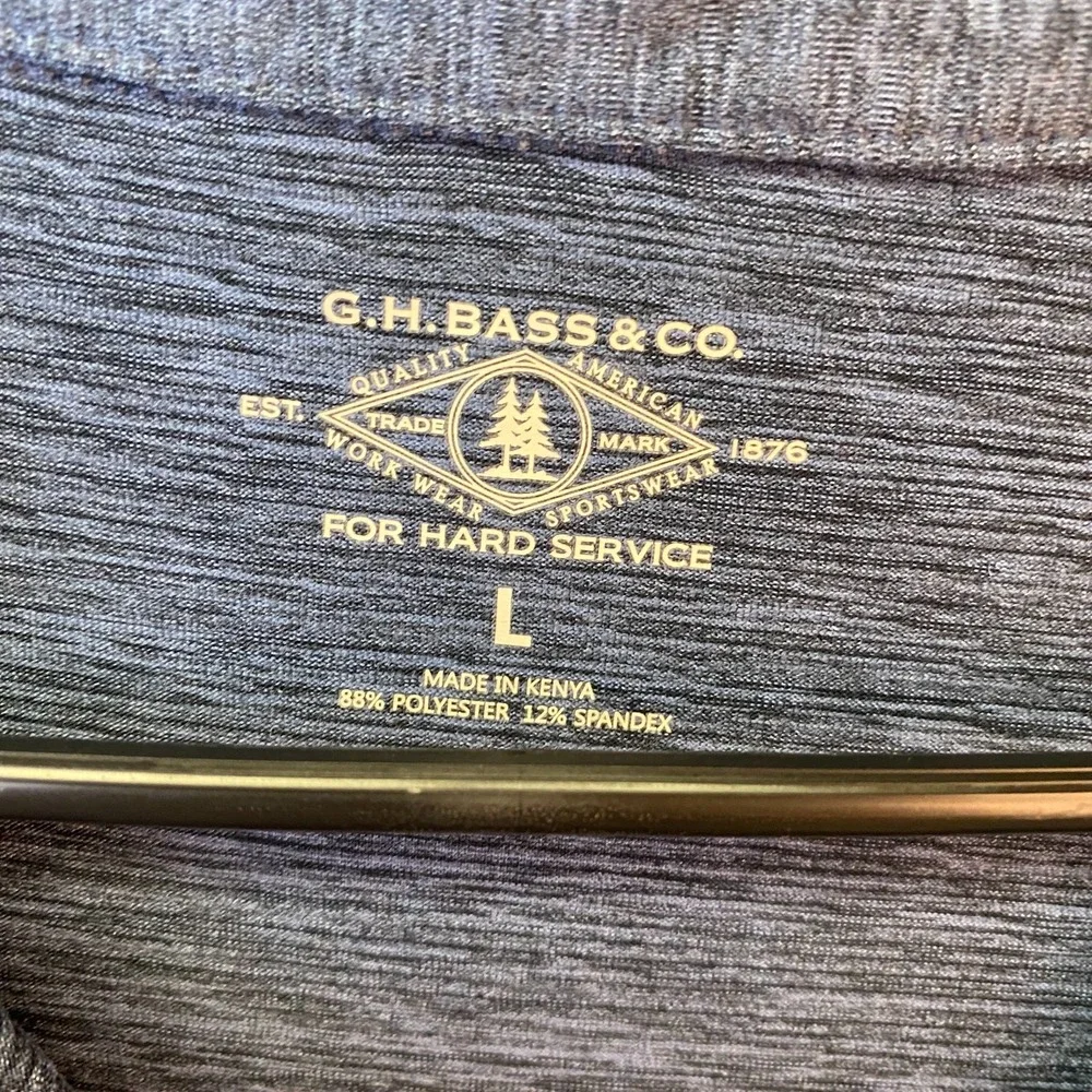 G.H. Bass & Co Men's Large Blue Heather Stretch Polo Shirt